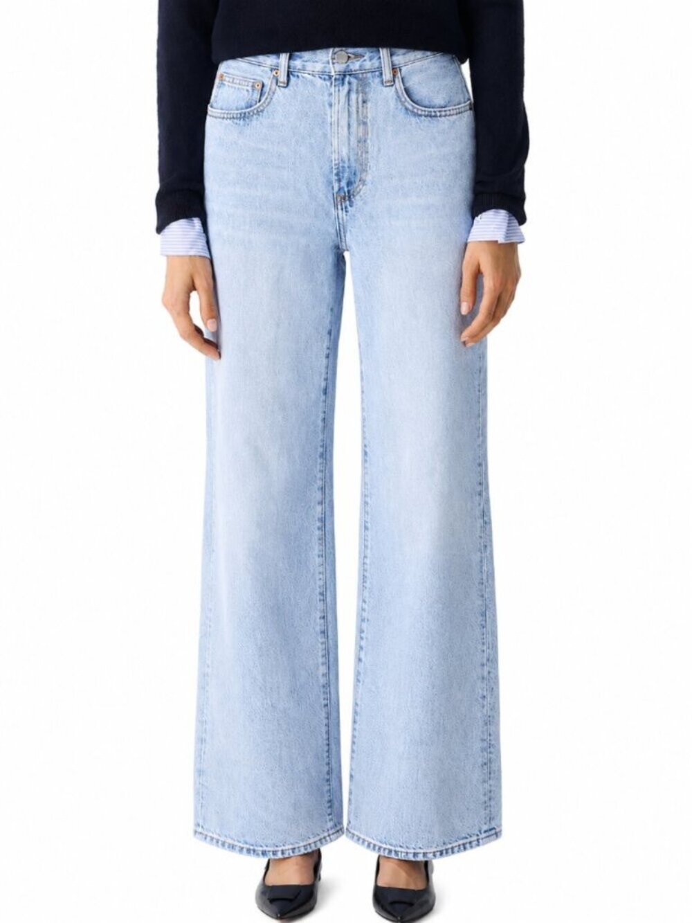 DENIM FORUM The Farrah Hi-Rise Wide Jeans Organic Cotton Aritzia Womens 27 x 29"